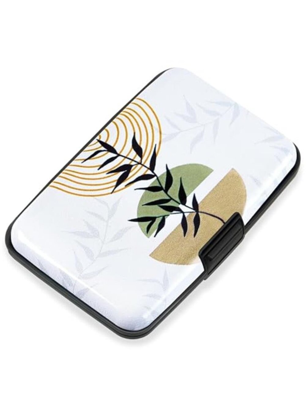 RFID Credit Card Holder Metal Wallet Accordion Card Case Boho Leaves Aluminum